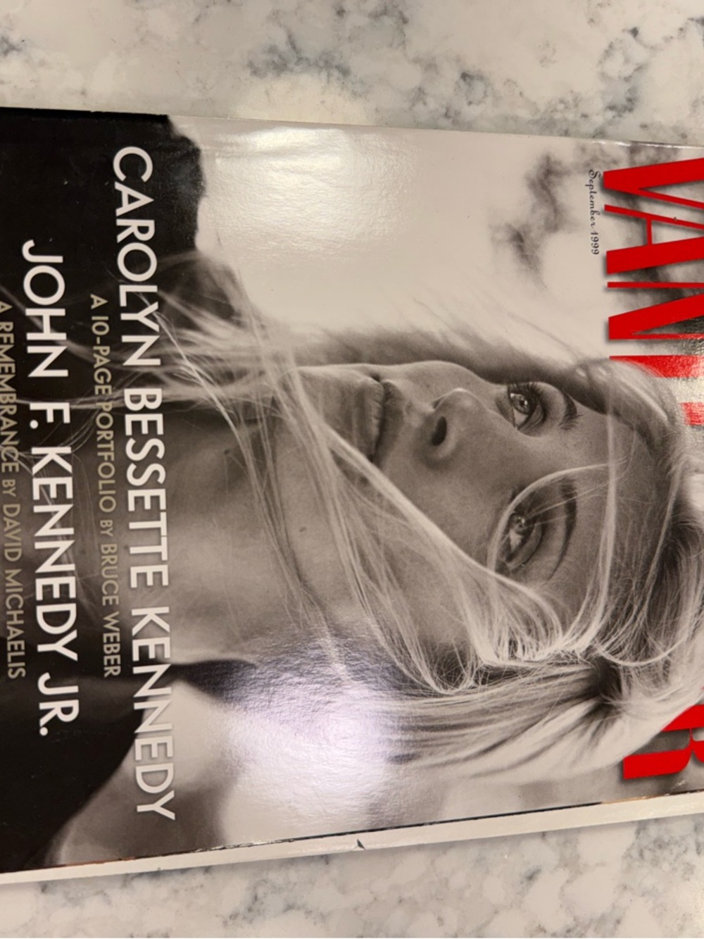 Vanity Fair Black and White Cover Featuring Carolyn Bessette Kennedy.  From 1999